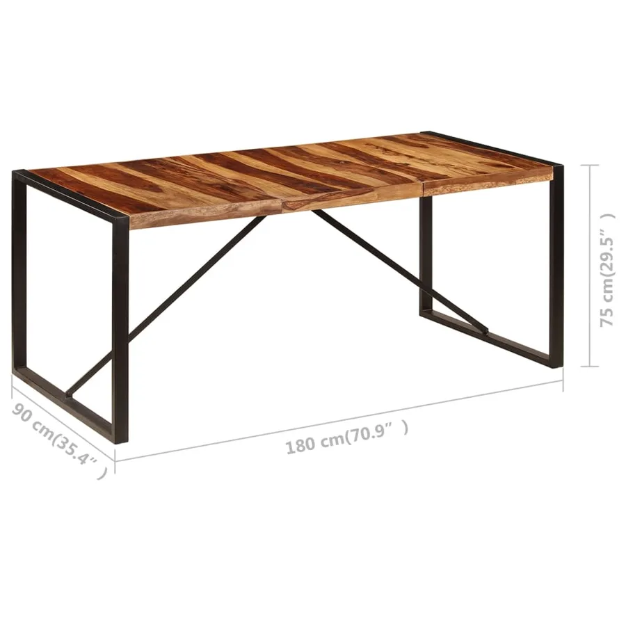 Table de salle à manger 180x90x75 cm Bois de Sesham solide - 6