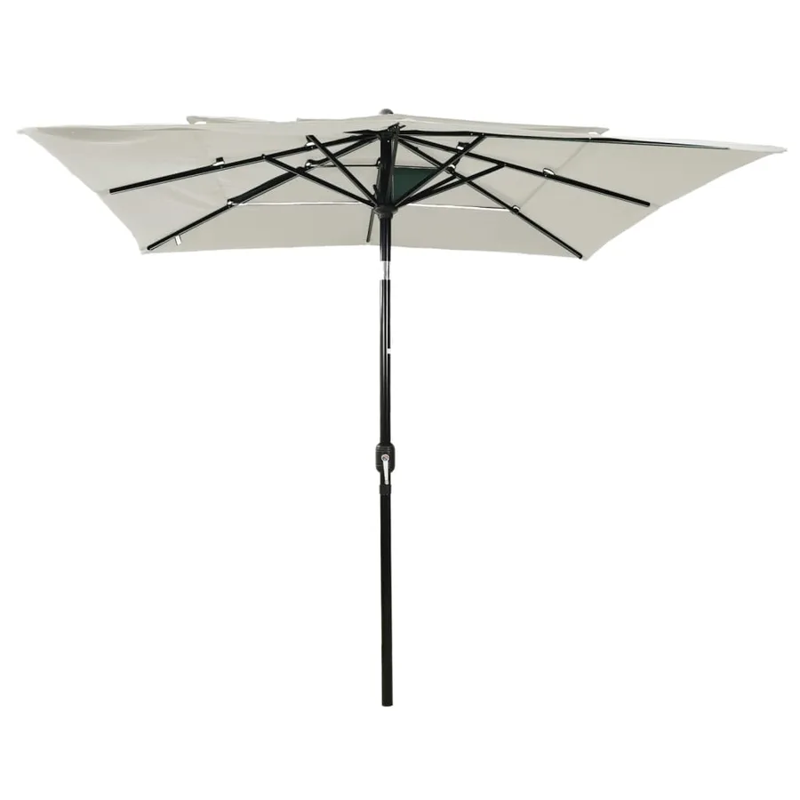 Parasol de jardin à 3 niveaux avec mât en aluminium sable - 2