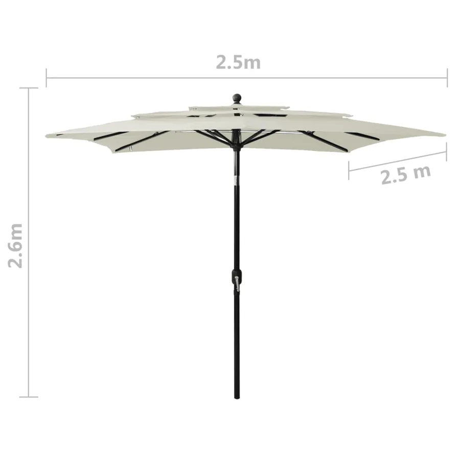 Parasol de jardin à 3 niveaux avec mât en aluminium sable - 8