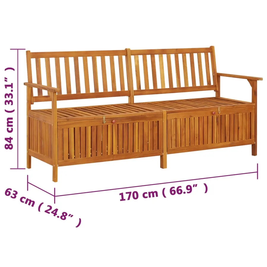 Banc de rangement 170 cm Bois d'acacia solide - 8