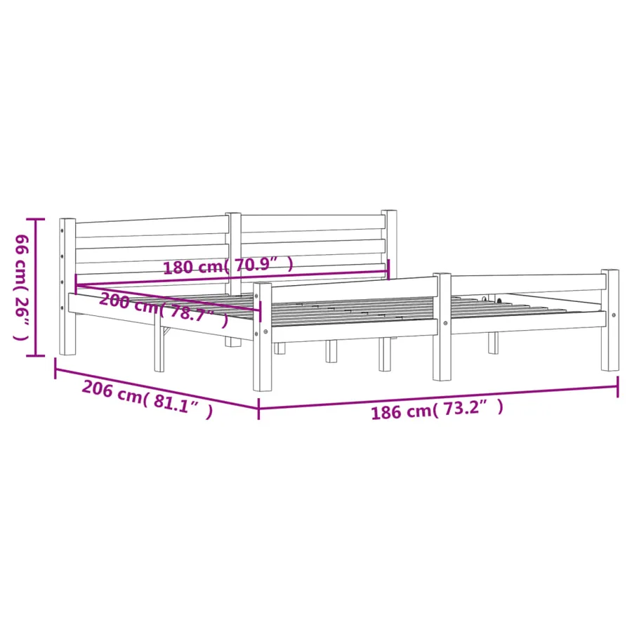 Cadre de lit sans matelas bois massif de pin 180x200 cm - 7
