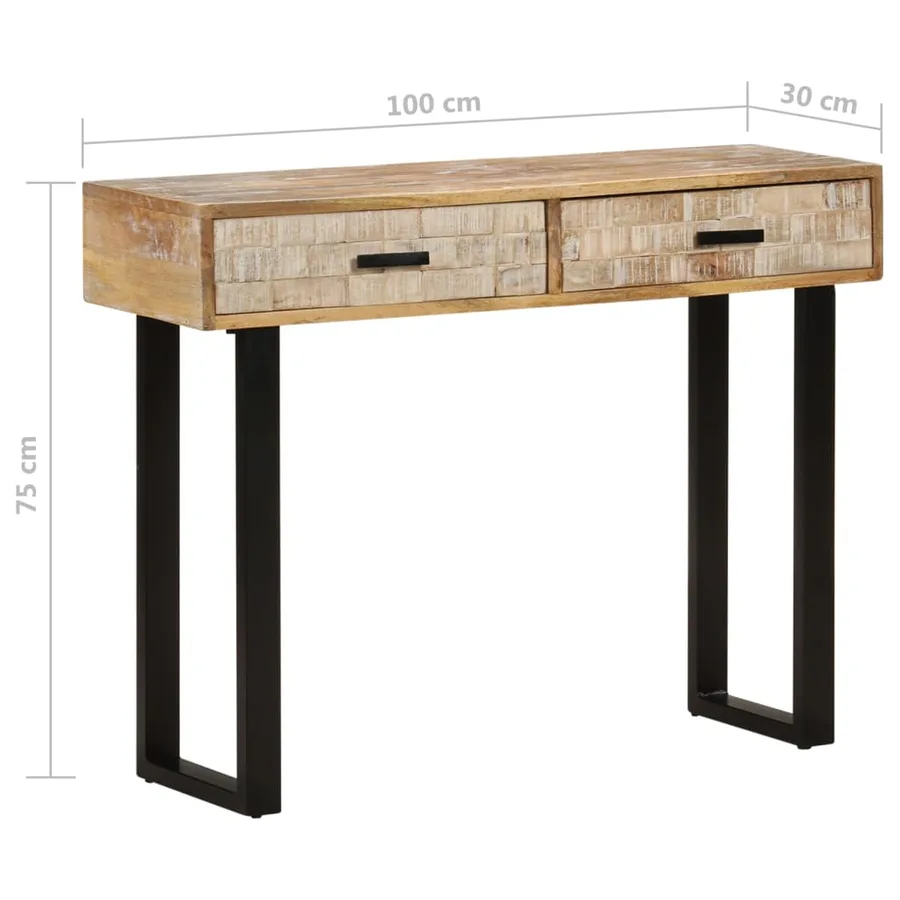Table console 100x30x75 cm Bois de manguier massif - 8