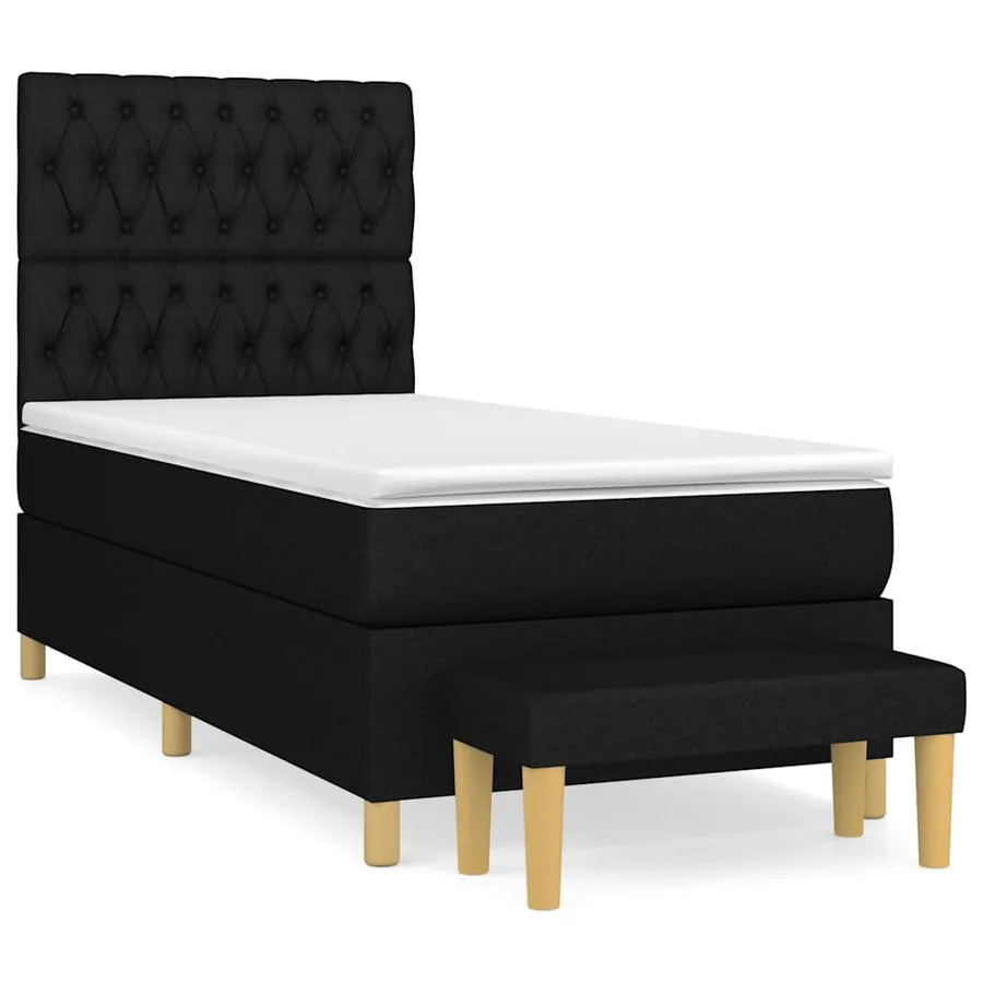 Sommier à lattes de lit avec matelas Noir 100x200 cm Tissu - 2