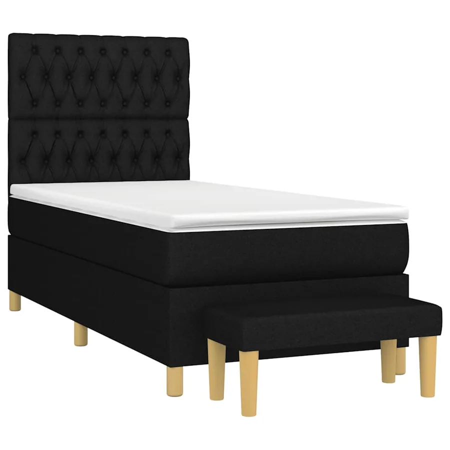 Sommier à lattes de lit avec matelas Noir 100x200 cm Tissu - 3