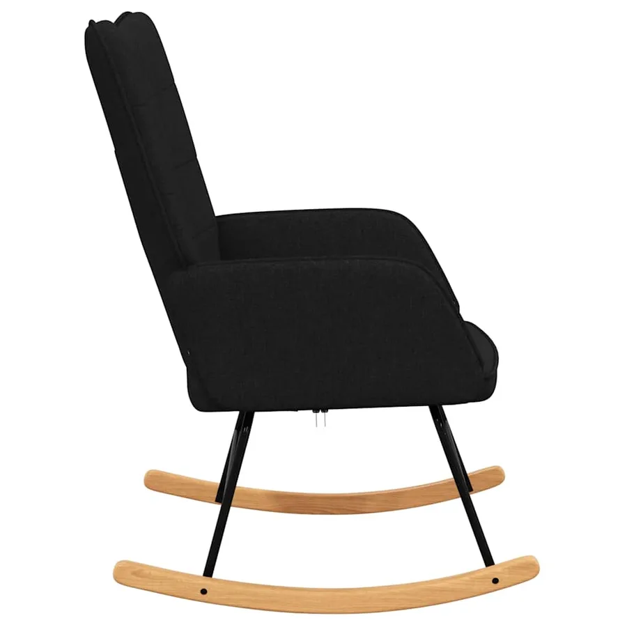 Chaise à bascule Noir Tissu - 4