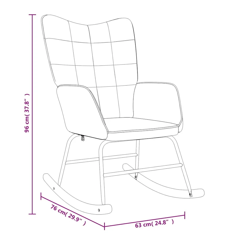 Chaise à bascule Noir Tissu - 8
