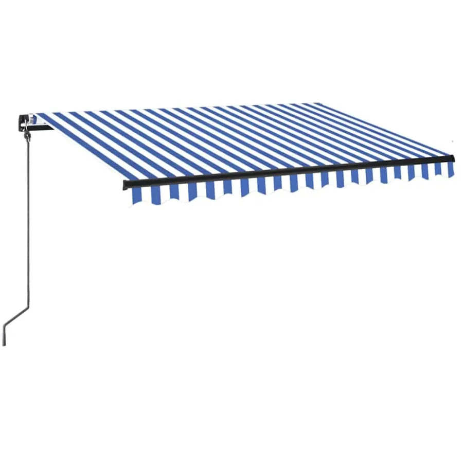 Auvent manuel rétractable avec LED 350x250 cm Bleu et blanc - 2