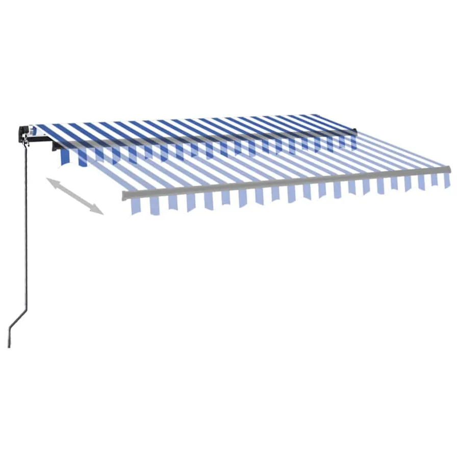 Auvent manuel rétractable avec LED 350x250 cm Bleu et blanc - 3