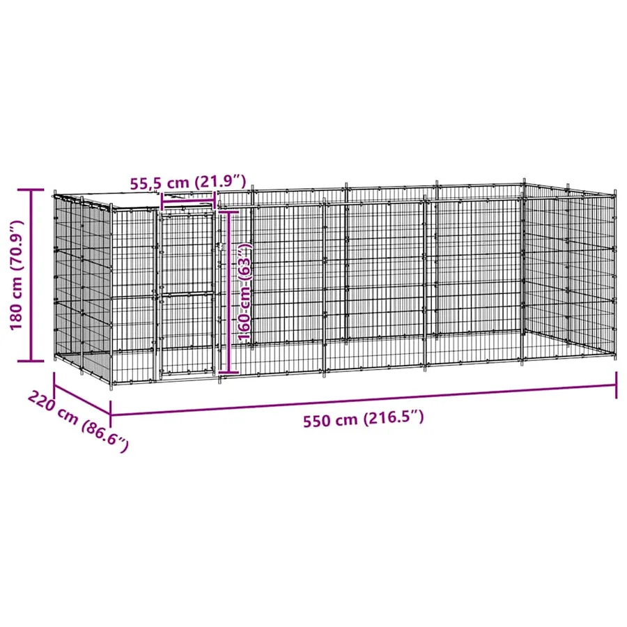 Chenil extérieur Acier avec toit 12,1 m² - 8