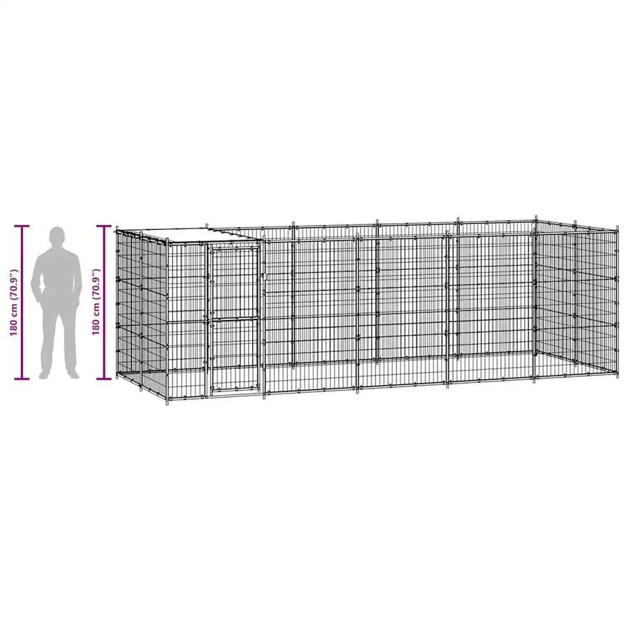 Chenil extérieur Acier avec toit 12,1 m² - 9