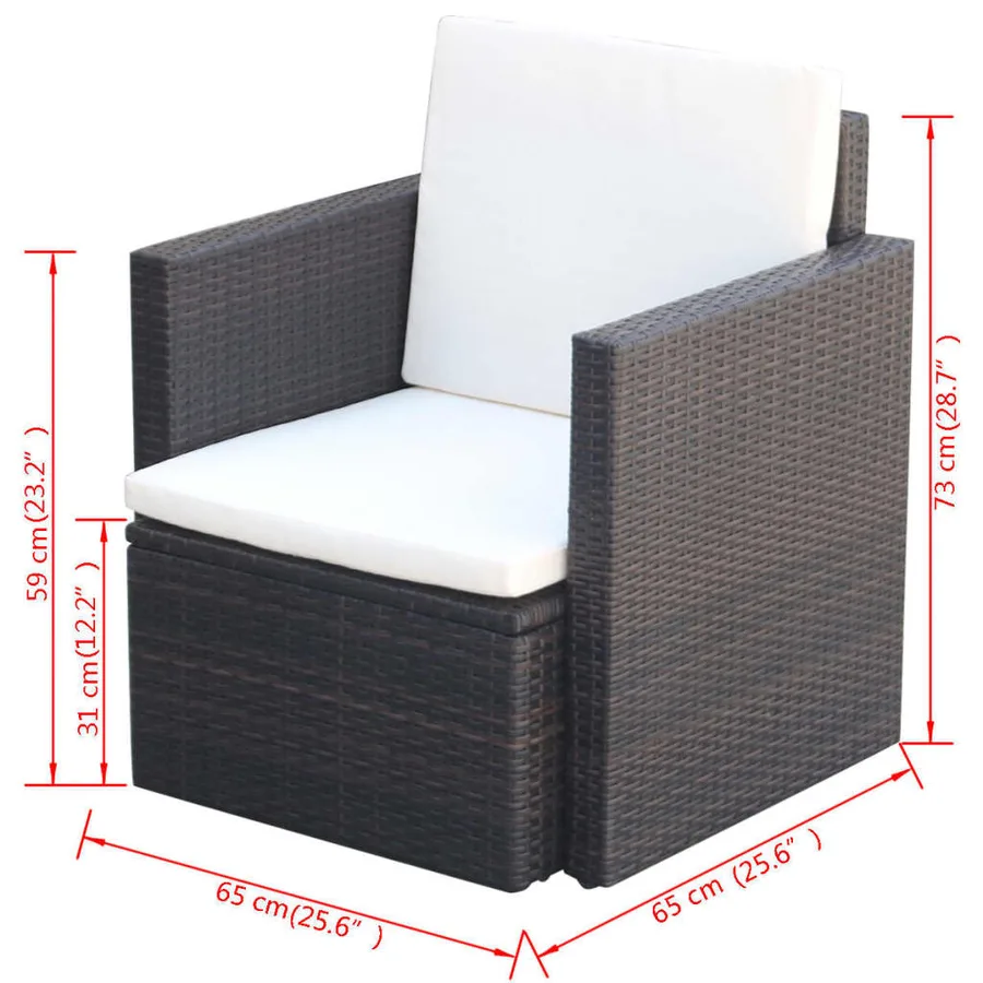 Chaise de jardin et coussins et oreillers Résine tressée Marron - 5