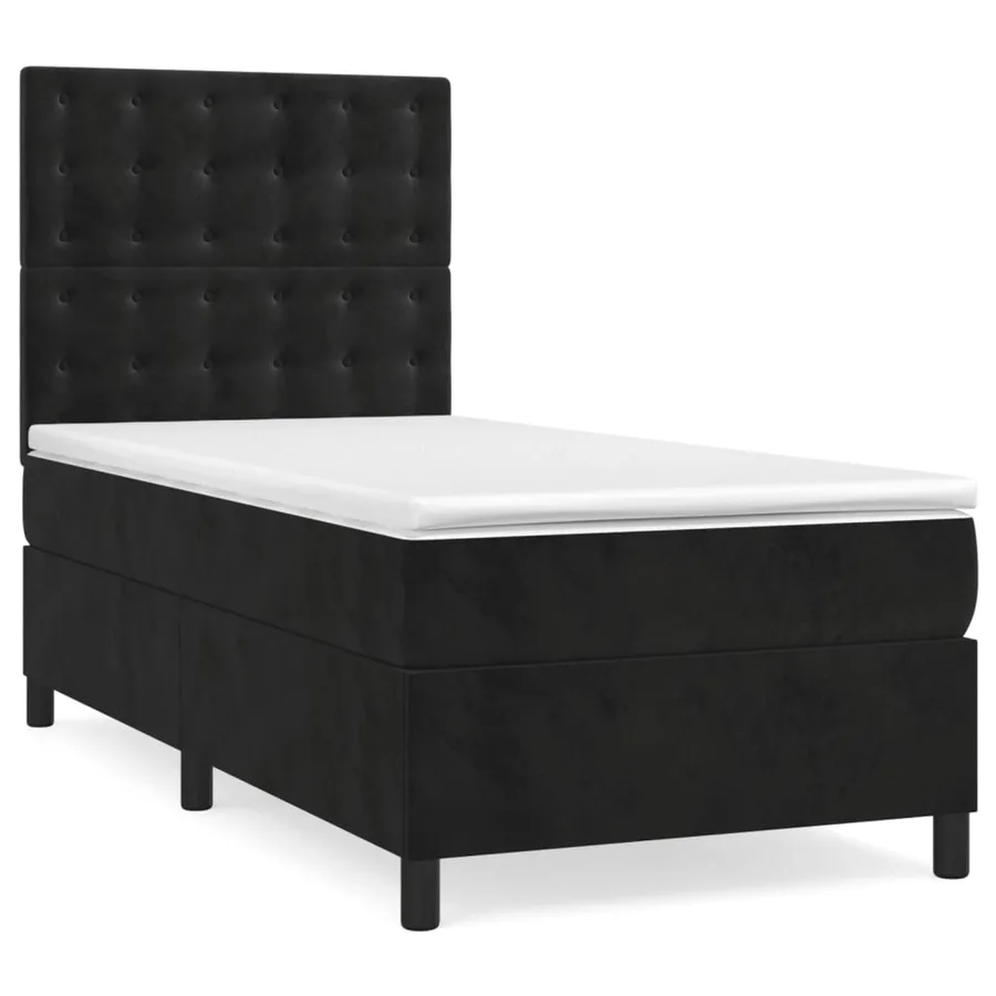 Sommier à lattes de lit avec matelas Noir 100x200 cm Velours - 2