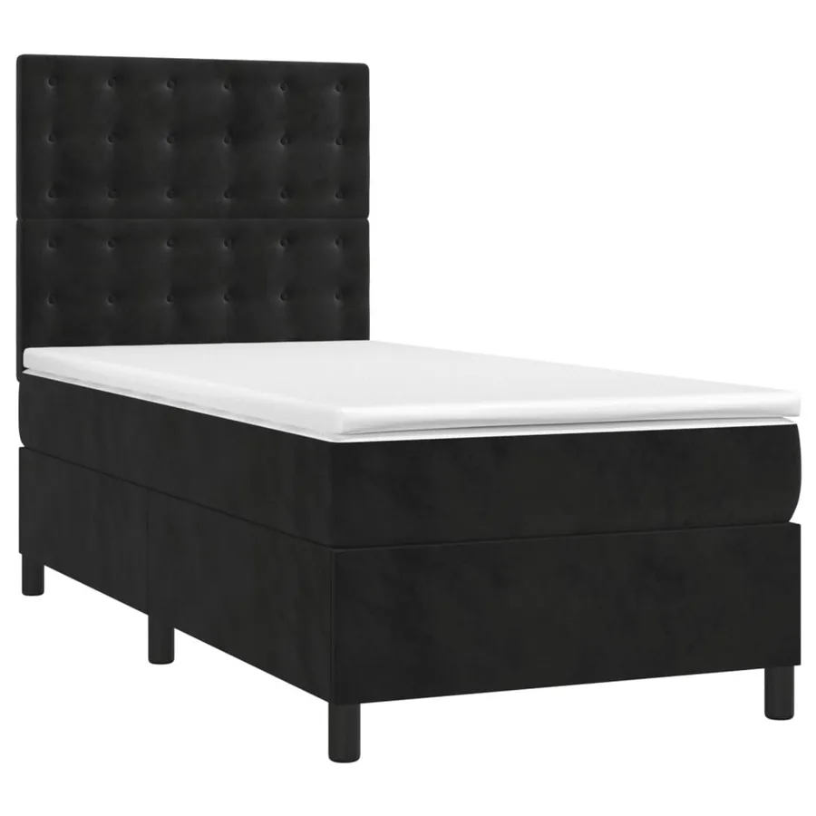 Sommier à lattes de lit avec matelas Noir 100x200 cm Velours - 3