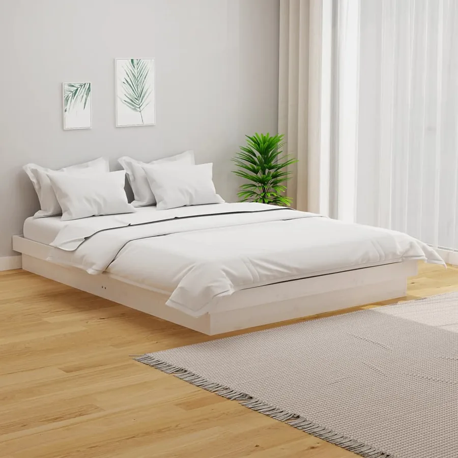 Cadre de lit sans matelas blanc bois massif 120x200 cm