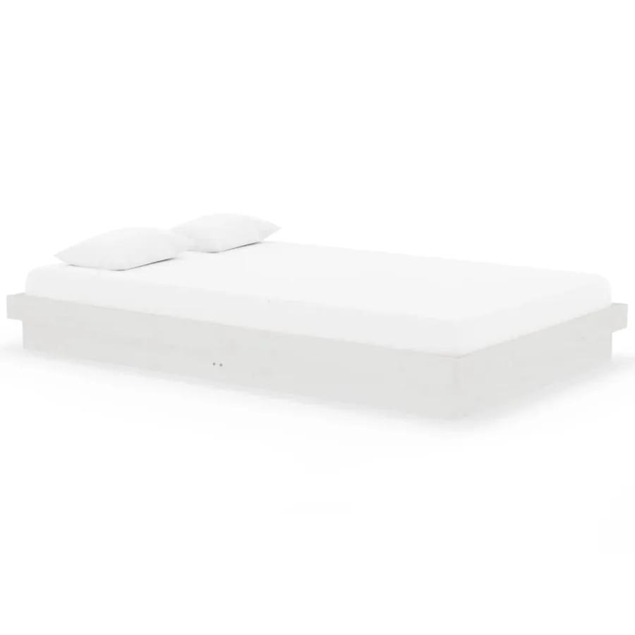 Cadre de lit sans matelas blanc bois massif 120x200 cm - 2