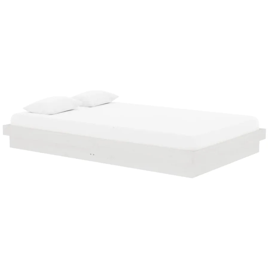 Cadre de lit sans matelas blanc bois massif 120x200 cm - 3