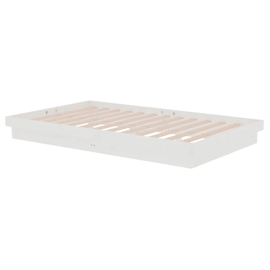 Cadre de lit sans matelas blanc bois massif 120x200 cm - 4