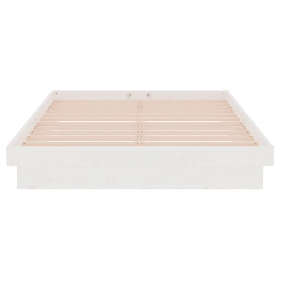 Cadre de lit sans matelas blanc bois massif 120x200 cm - 5