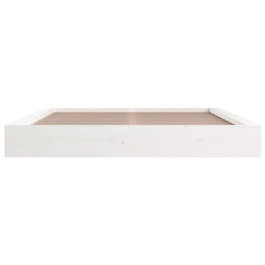 Cadre de lit sans matelas blanc 160x200 cm bois massif - 4