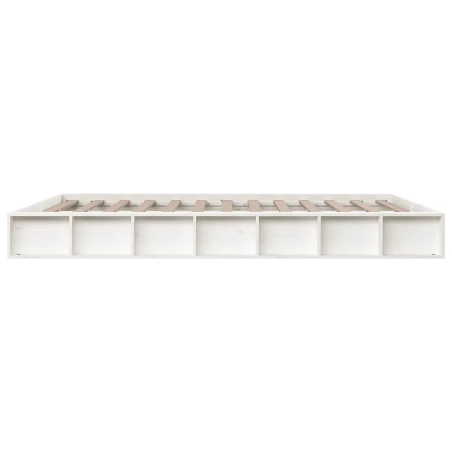 Cadre de lit sans matelas blanc 160x200 cm bois massif - 5