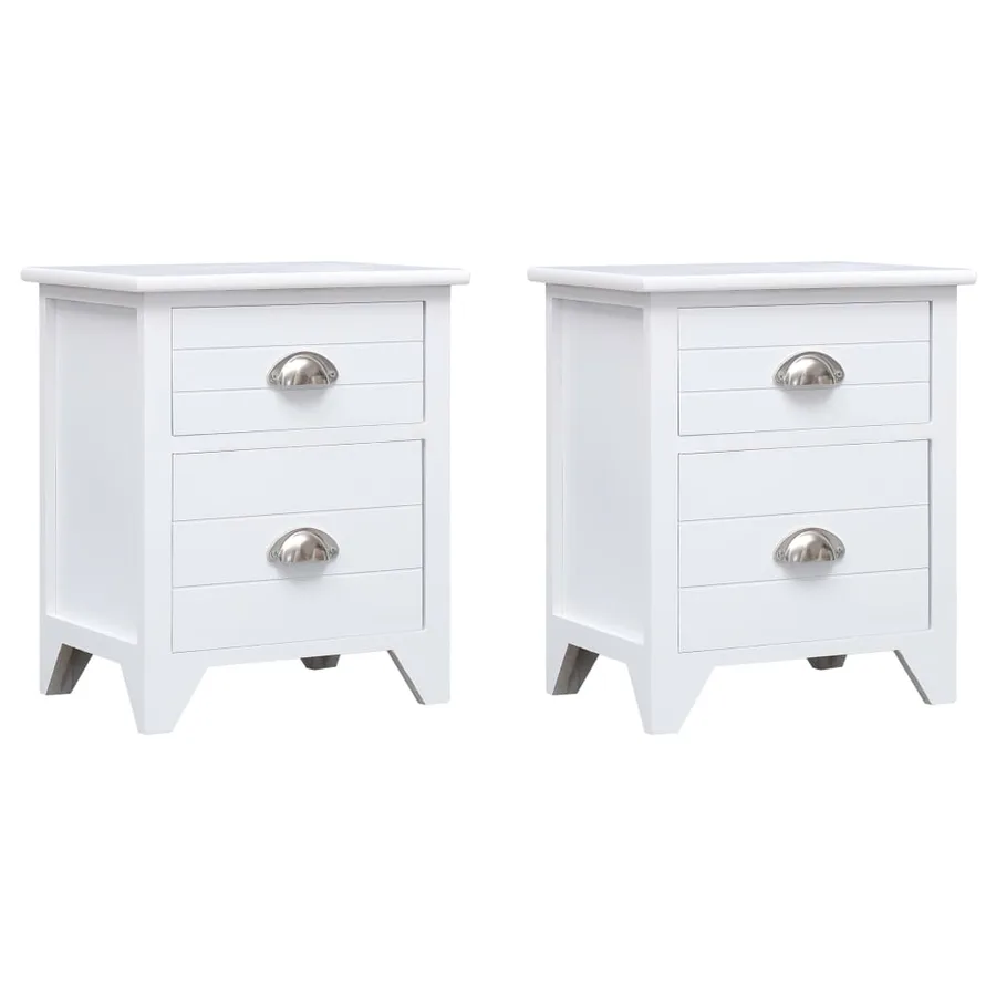 Table de chevet 2 pcs avec 2 tiroirs Blanc - 2