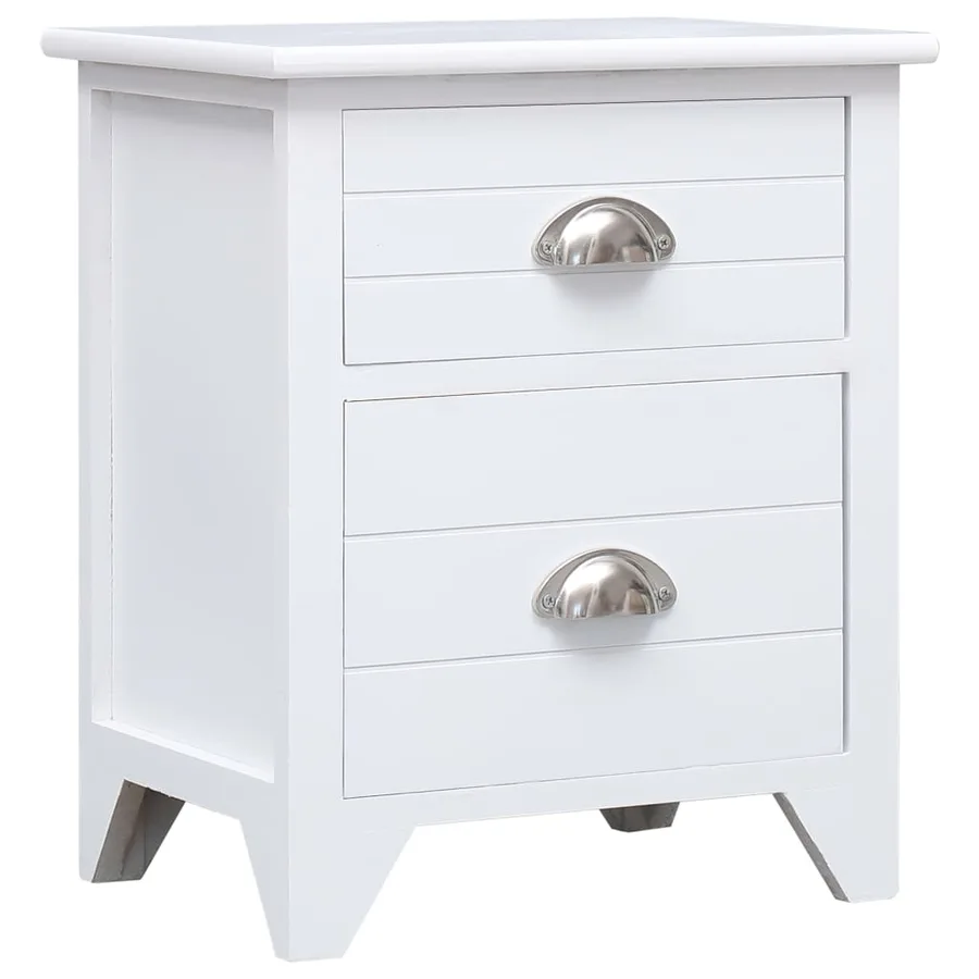 Table de chevet 2 pcs avec 2 tiroirs Blanc - 3