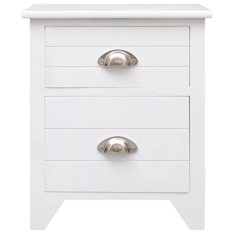 Table de chevet 2 pcs avec 2 tiroirs Blanc - 4