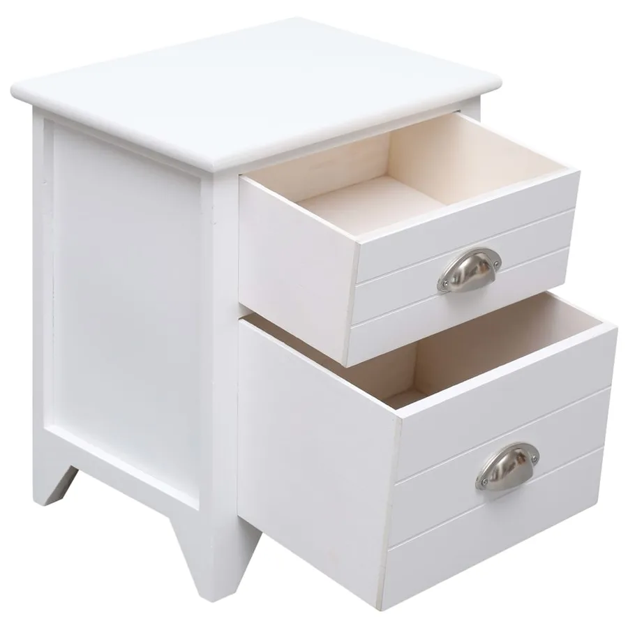 Table de chevet 2 pcs avec 2 tiroirs Blanc - 5