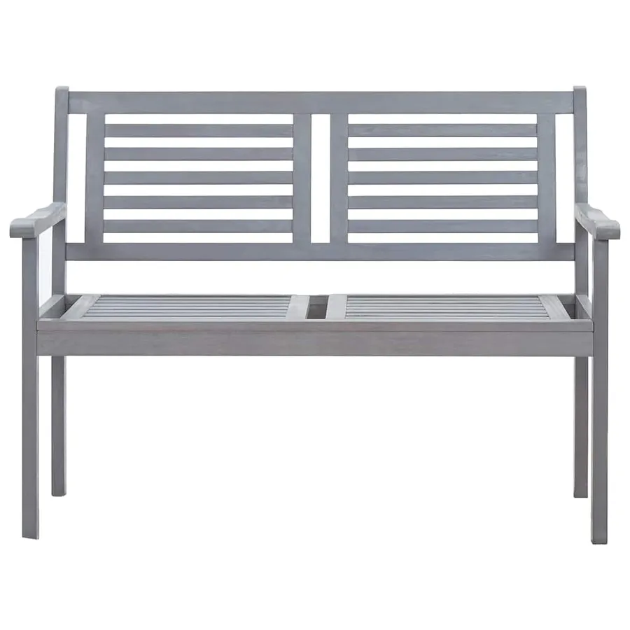 Banc de jardin 2 places avec coussin 120 cm Gris Eucalyptus - 3