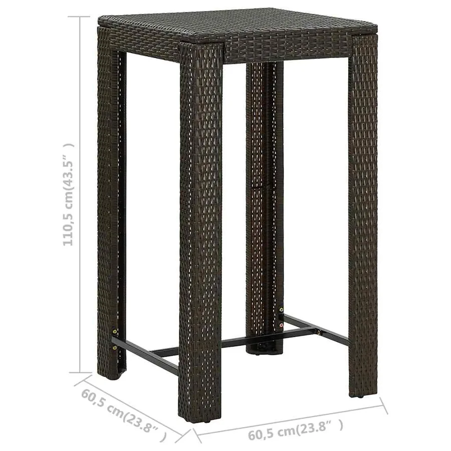 Ensemble de bar d'extérieur 5 pcs accoudoir Poly rotin Marron - 10