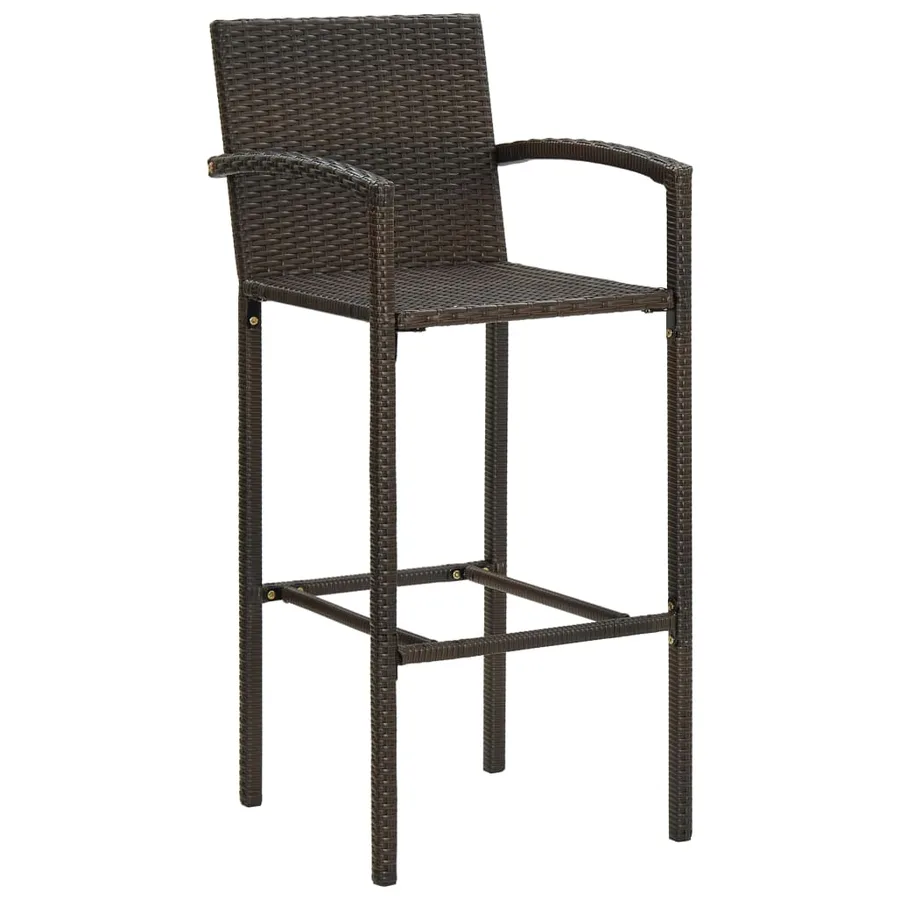 Ensemble de bar d'extérieur 5 pcs accoudoir Poly rotin Marron - 4
