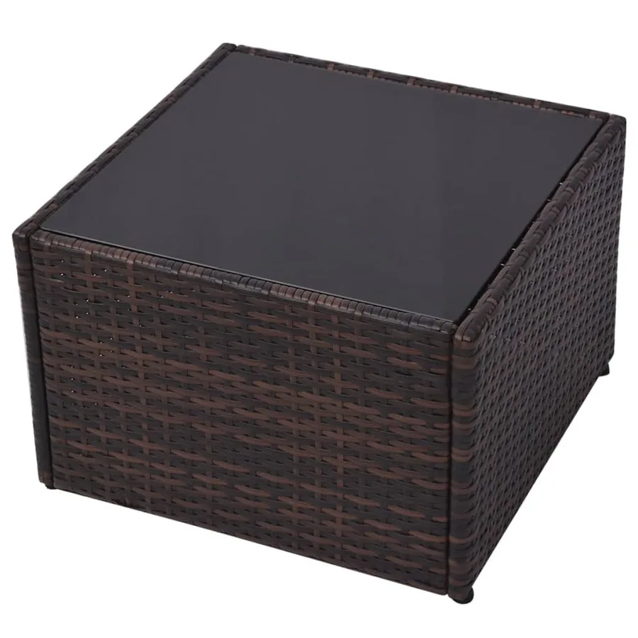 Salon de jardin 5 pcs avec coussins Résine tressée Marron - 10