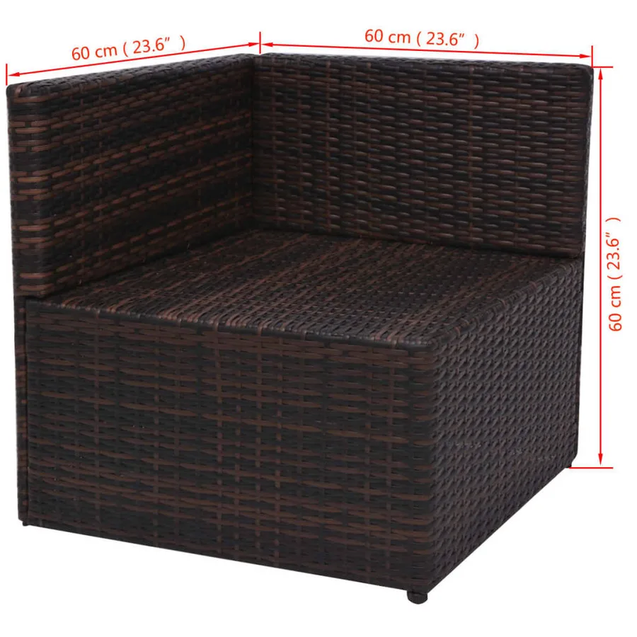 Salon de jardin 5 pcs avec coussins Résine tressée Marron - 11