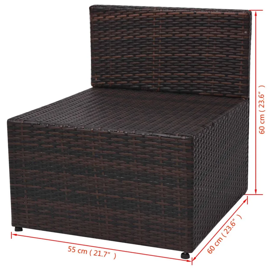 Salon de jardin 5 pcs avec coussins Résine tressée Marron - 12