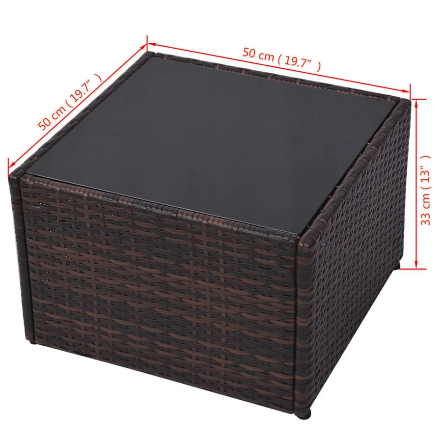 Salon de jardin 5 pcs avec coussins Résine tressée Marron - 13