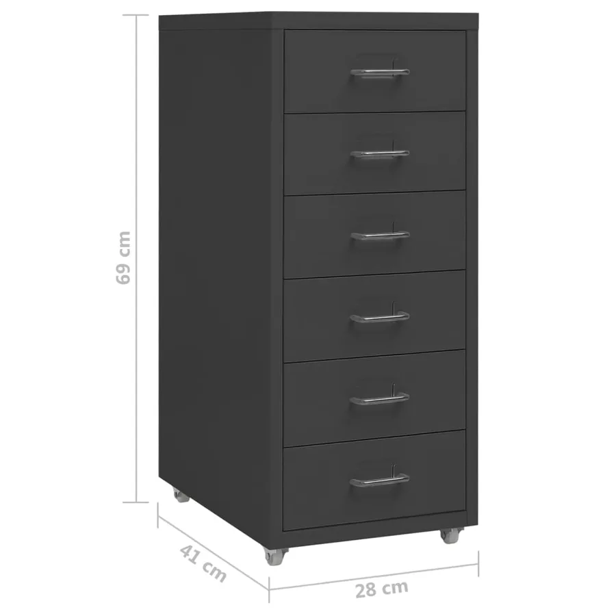 Classeur mobile Anthracite 28x41x69 cm Métal - 8