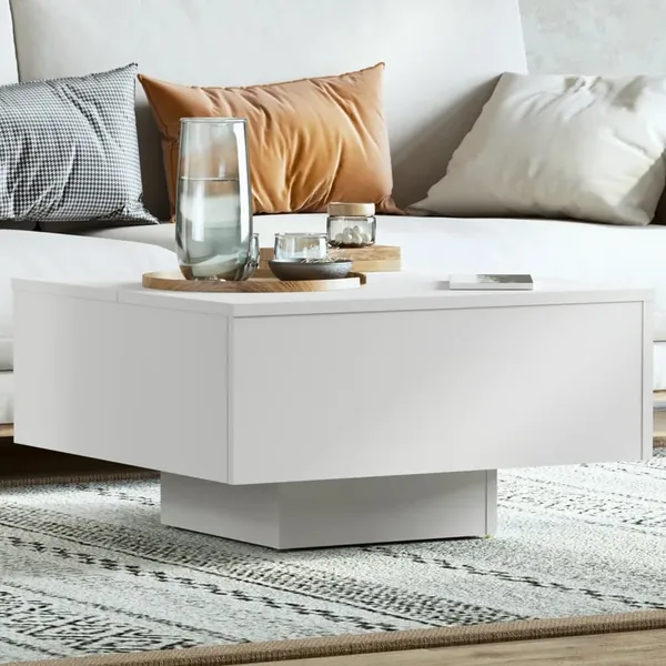 Table basse blanc 60x60x31,5 cm bois d'ingénierie