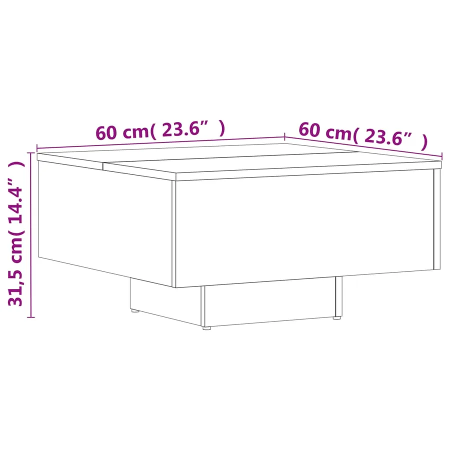Table basse blanc 60x60x31,5 cm bois d'ingénierie - 9