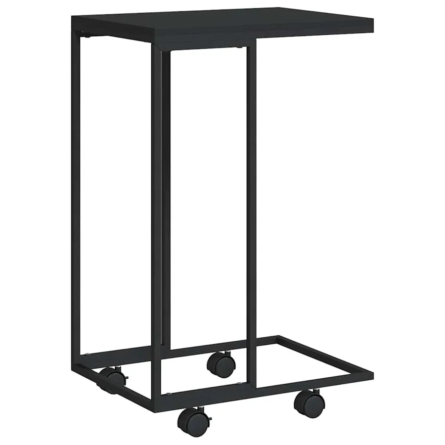 Table d'appoint avec roues Noir 40x30x63,5 cm Bois d'ingénierie - 2