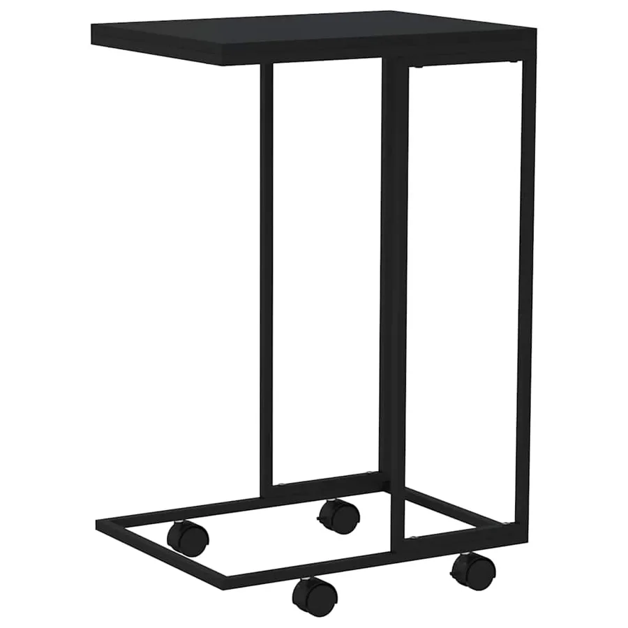 Table d'appoint avec roues Noir 40x30x63,5 cm Bois d'ingénierie - 6
