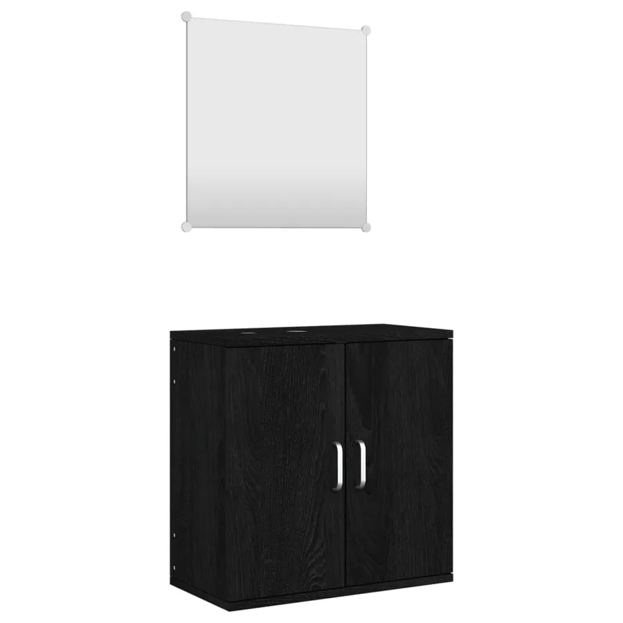 Ensemble de meubles salle de bain 2 pcs noir bois d'ingénierie - 2