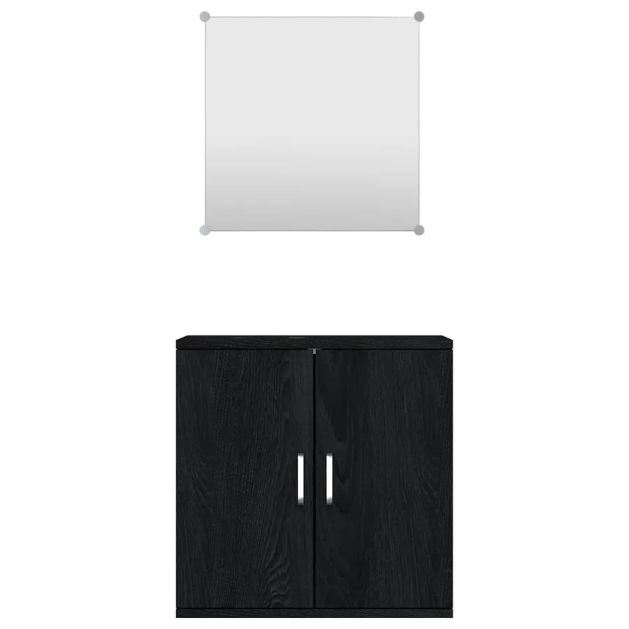 Ensemble de meubles salle de bain 2 pcs noir bois d'ingénierie - 4