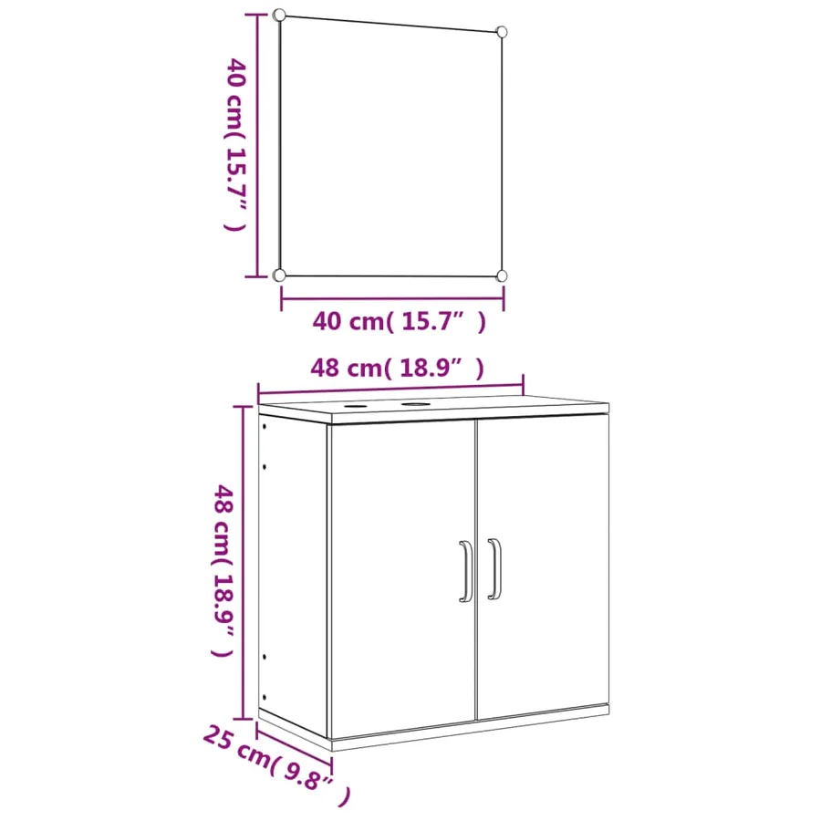 Ensemble de meubles salle de bain 2 pcs noir bois d'ingénierie - 7