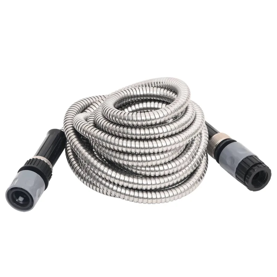 Tuyau d'arrosage et buse de pulvérisation argenté 0,6" 15m inox - 2