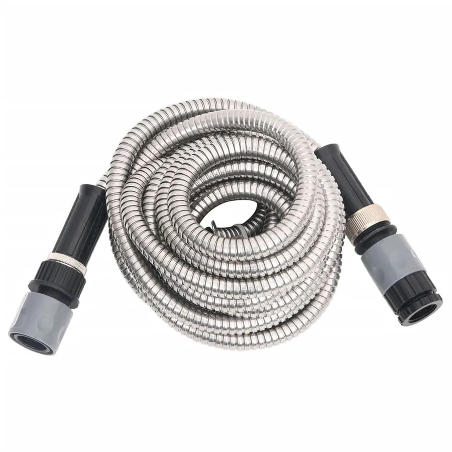 Tuyau d'arrosage et buse de pulvérisation argenté 0,6" 15m inox - 3