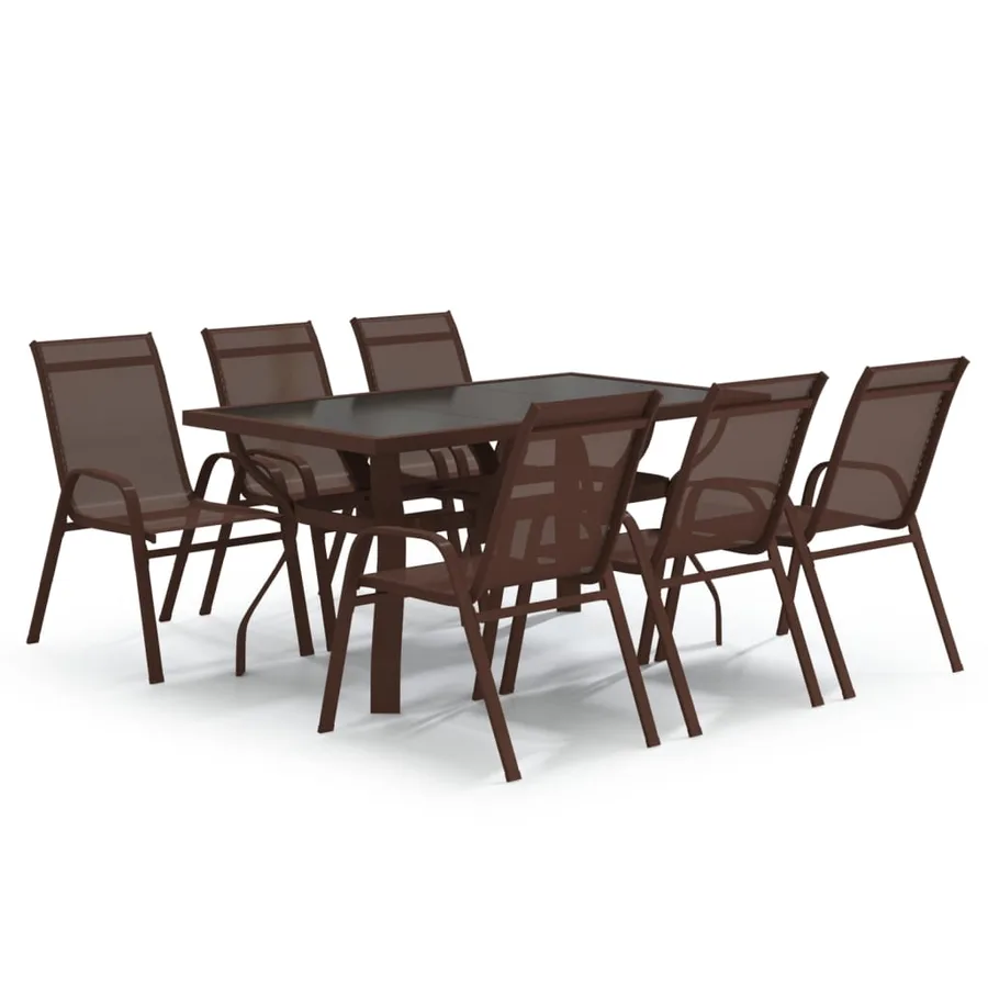 Ensemble à manger de jardin 7 pcs Marron et noir - 2