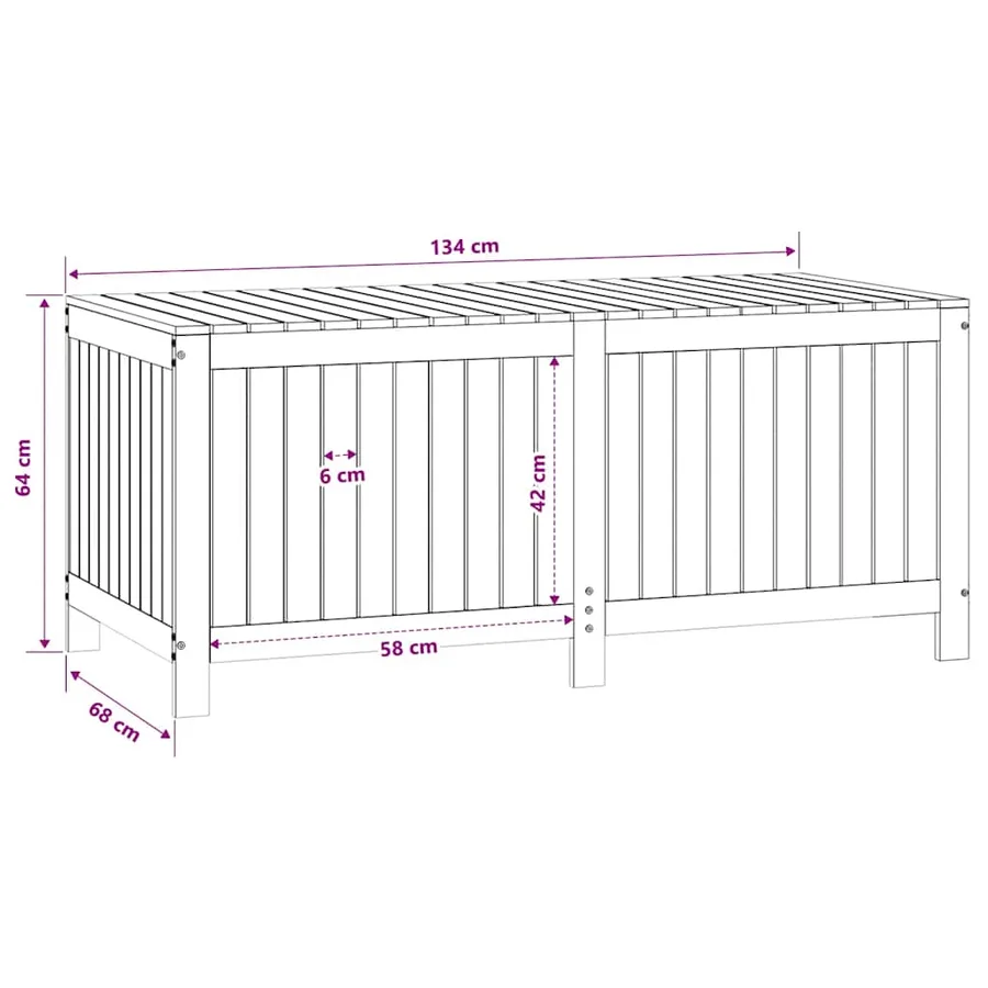 Boîte de rangement de jardin Gris 147x68x64 cm Bois de pin - 10