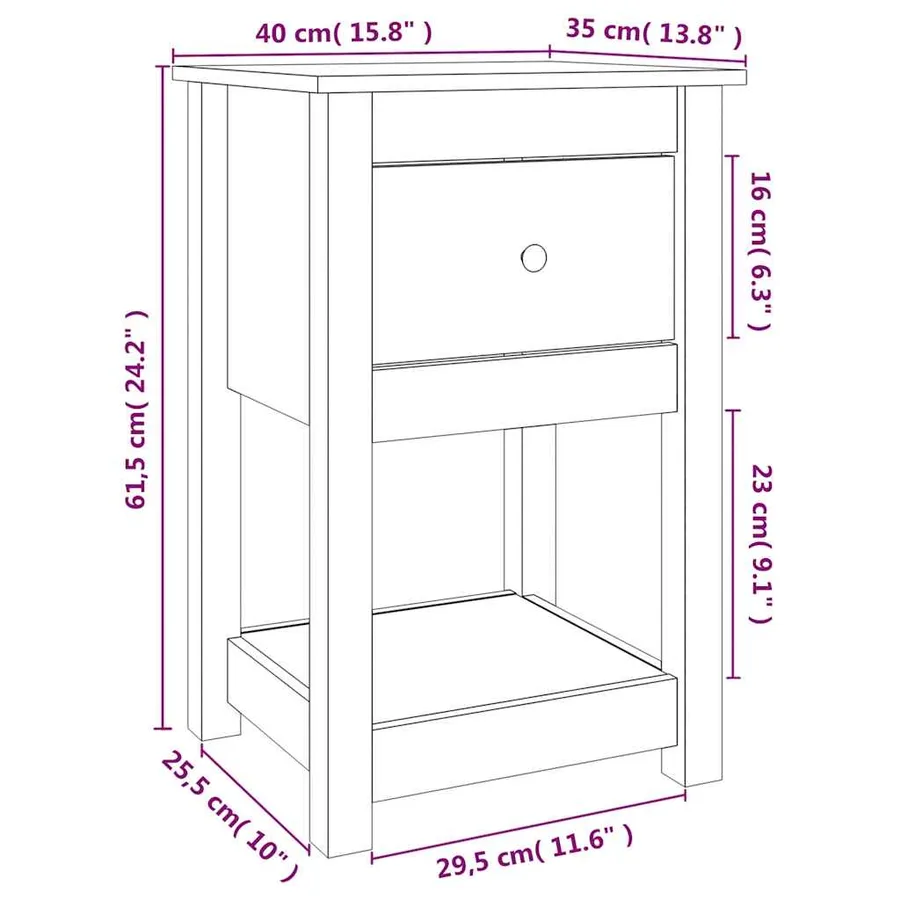 Tables de chevet 2 pcs Blanc 40x35x61,5 cm Bois de pin massif - 11