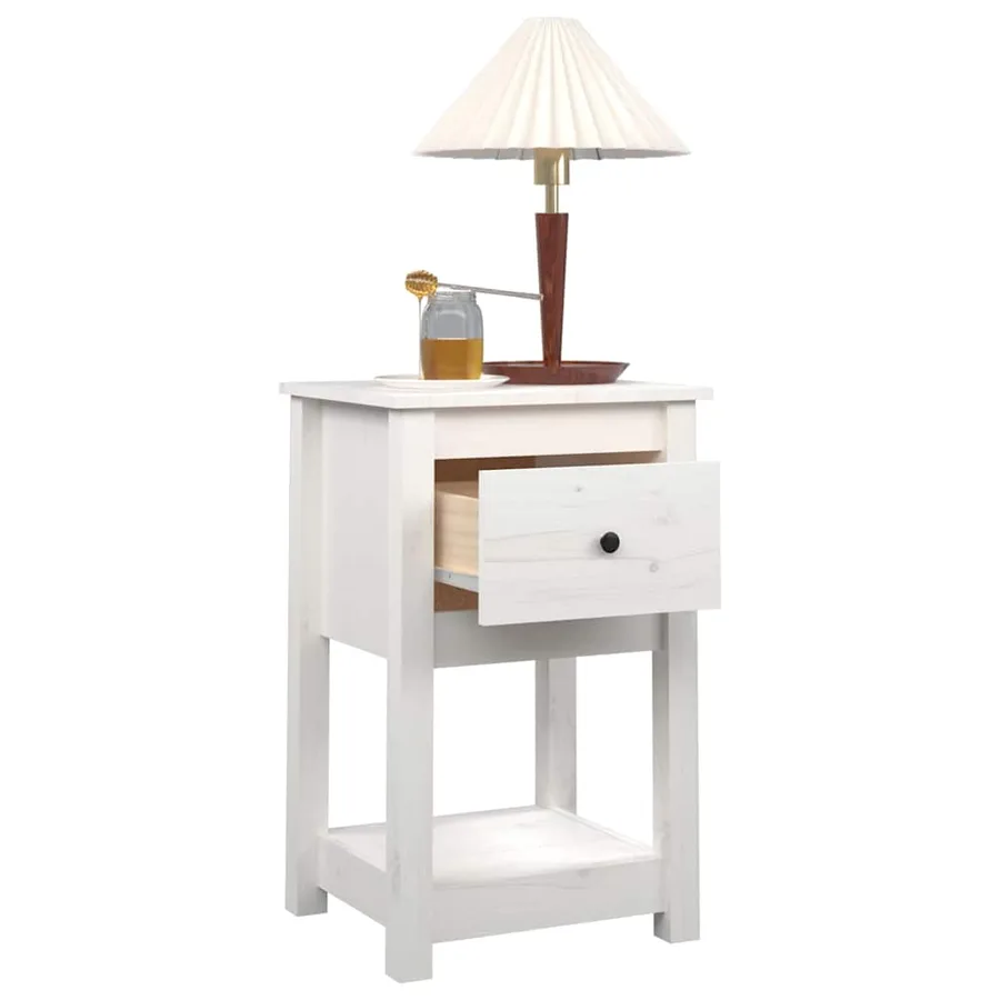Tables de chevet 2 pcs Blanc 40x35x61,5 cm Bois de pin massif - 5