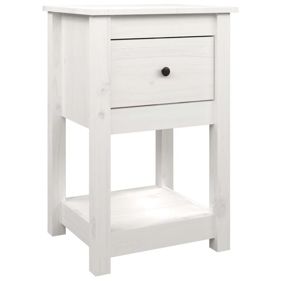 Tables de chevet 2 pcs Blanc 40x35x61,5 cm Bois de pin massif - 6